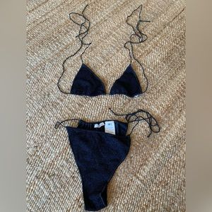 Oserèe Swim Metallic one-tone Black Bikini Small